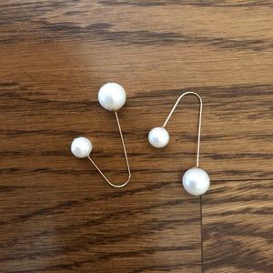 Unique double dangle pearl earrings